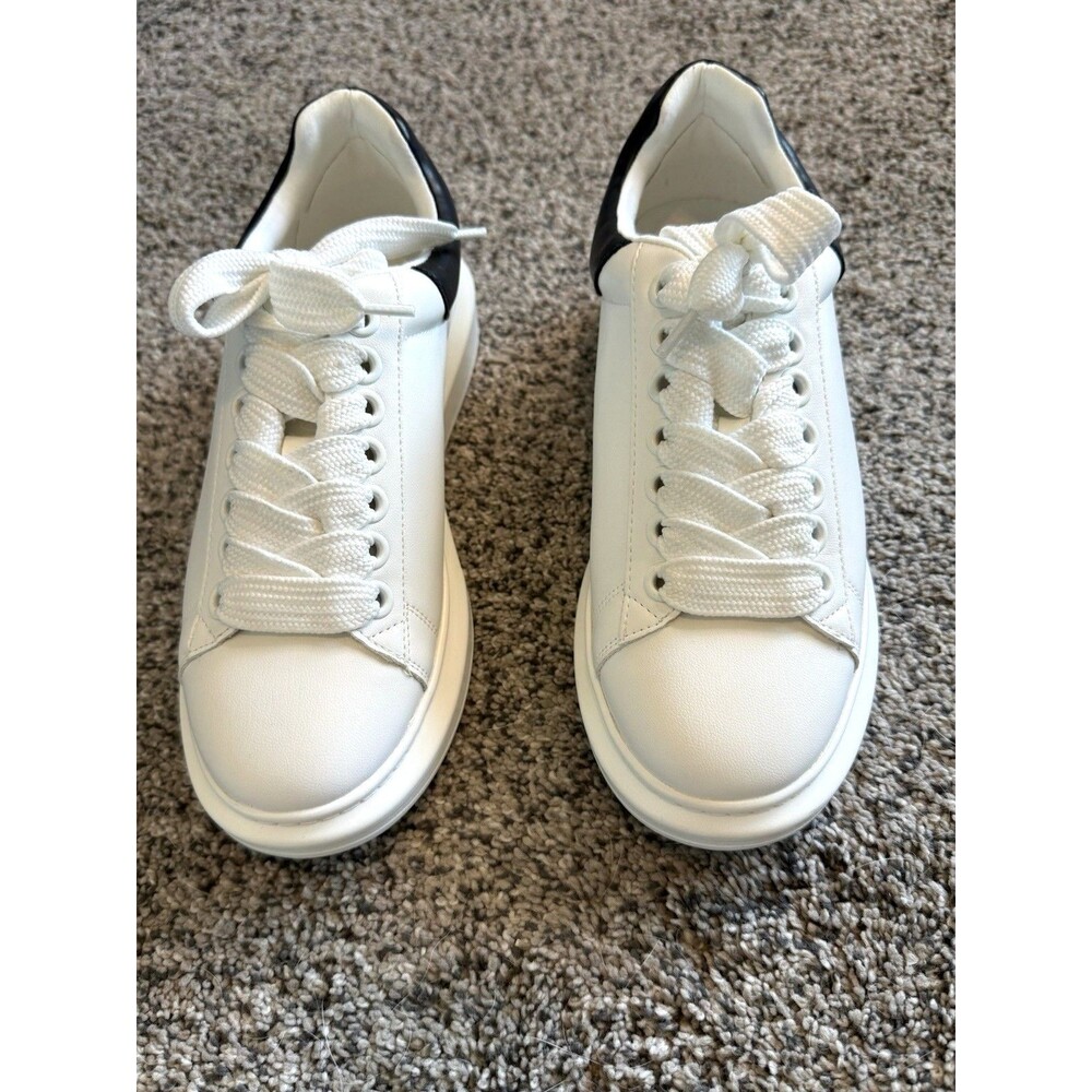 Womens Steve Madden Gaines White Faux Leather Size 8M Platform Sneakers - Picture 2 of 6